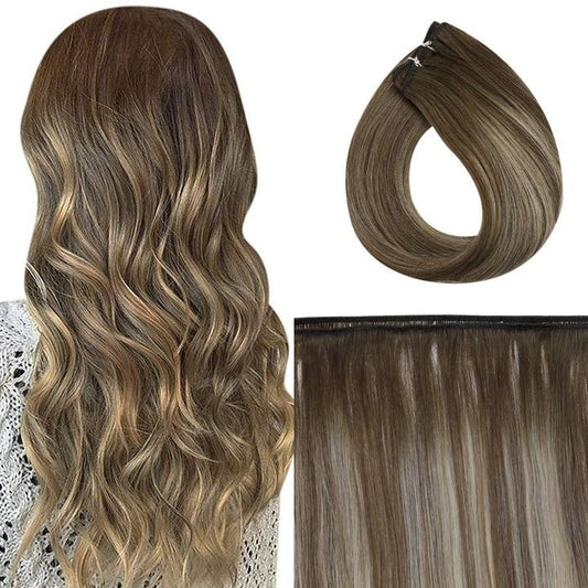 Full Shine Virgin Flat Silk Weft Sew In Hair Bundle Straight Human Hair Extensions 100% Real Human Hair Weft For Women For Salon