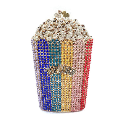 XIYUAN Popcorn Crystal Clutch Bags MINI Metal Box Minaudiere Purses Wedding Party Dinner Handbags Rhinestone Clutches Bags Gift