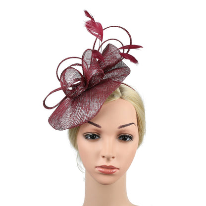Chapéu Fascinator Feminino Pillbox Kentucky com Pena Derby Sinamay Fascinator Tiara Chapéu Fascinator para Chá para Coquetel