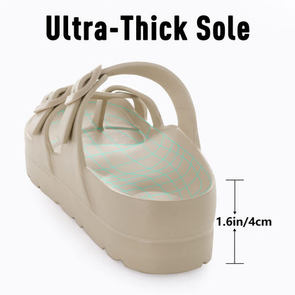 Shevalues Comfy Casual Women Slippers With Adjustable Buckle Soft Outdoor Beach Sandals Fashion Shoes Platform Women Sandals