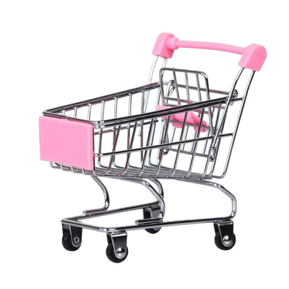 Mini Supermarket Shopping Trolley Cart Desktop Model Children's Toys Home Decoration Miniature