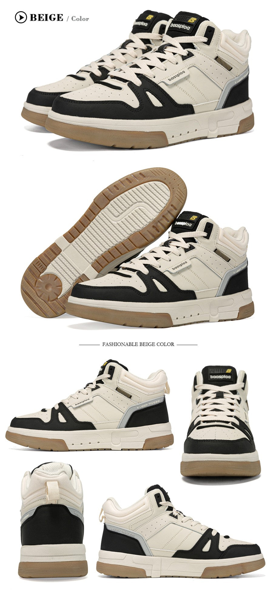 Baasploa Men Winter Sneakers Casual Skateboard Shoes for Men Comfort Plush Warm Cotton Shoes Non-Slip Outdoor Male Sneakers