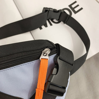 Couple style color blocked large capacity fashionable single shoulder crossbody bag, casual sports chest bag waist bag