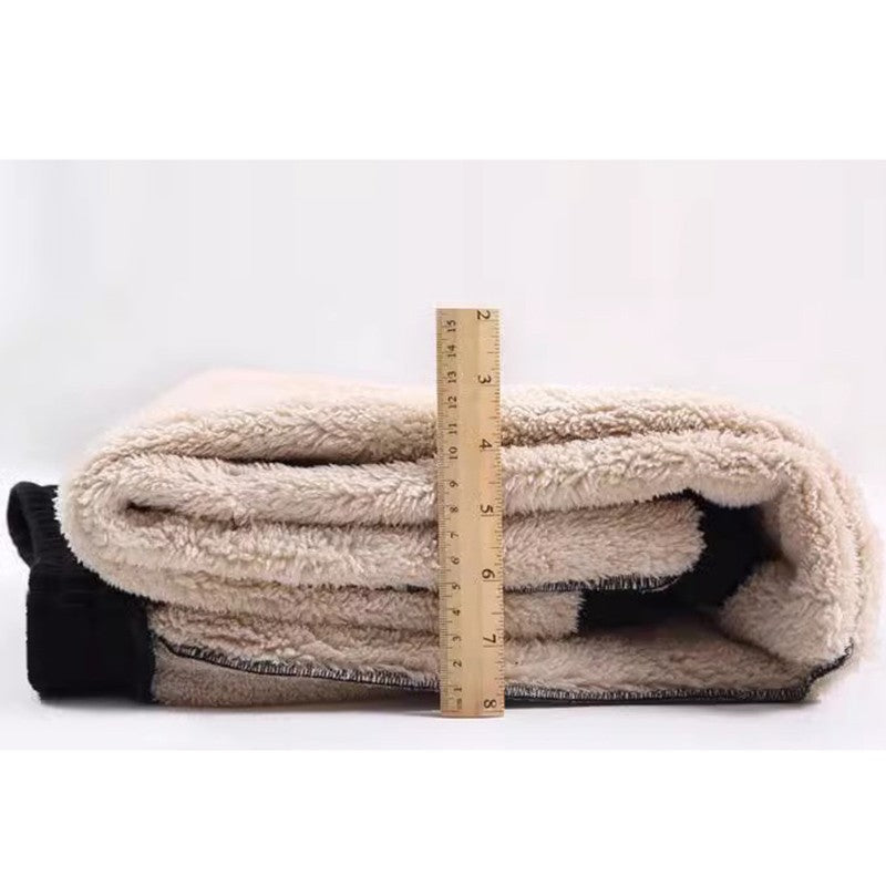 Fleecing Lamb Wool Outerwear Plush Pants Drawstring Thickened Sweatpants Gold Trimmed Casual Long Pants Women Clothing Winter