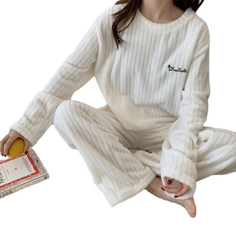 New Autumn/Winter Coral Fleece Pyjamas for Women Thickened Homewear Student Comfort Cotton Fleece Plus Size Fashion Pyjama Set