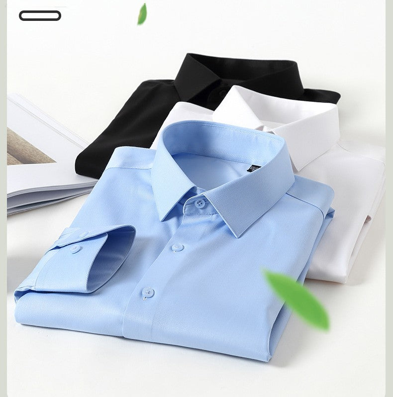 Men's white shirt long sleeved wedding business non ironing formal wear professional workwear casual wrinkle resistant shirt