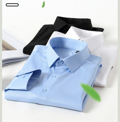 Men's white shirt long sleeved wedding business non ironing formal wear professional workwear casual wrinkle resistant shirt