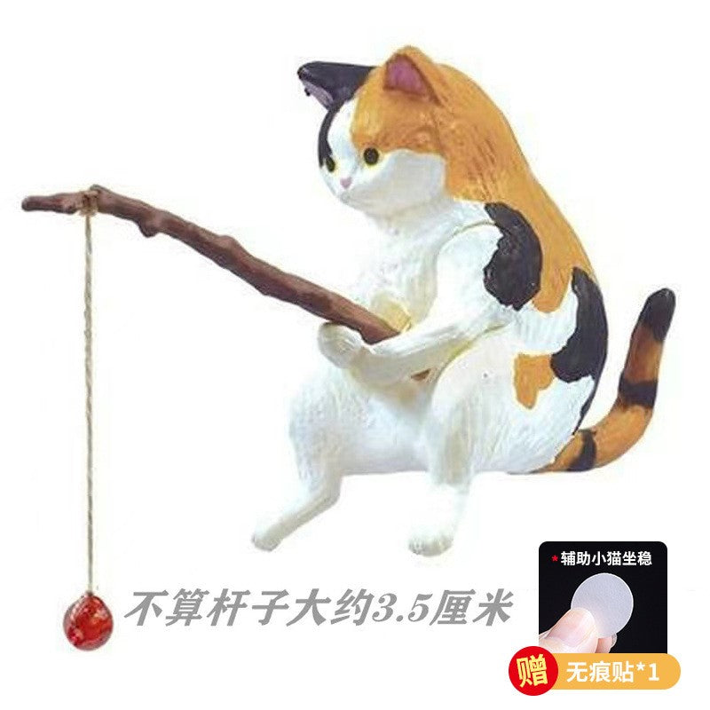 Gato-pescador Decoração de Interiores de Carro Resina Fofa com Óculos de Tubo Pingente para Retrovisor de Carro Saída de Ar para Acessórios de Carro