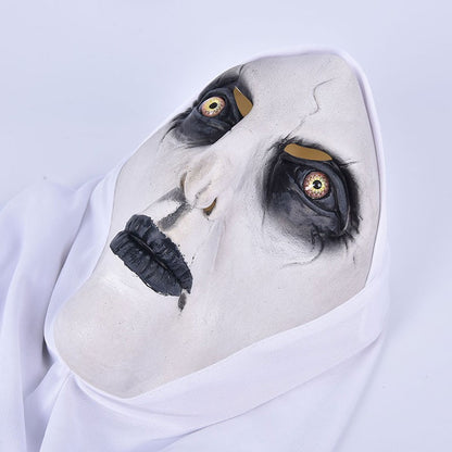 The Horror Scary Nun Latex Mask w/Headscarf Valak Cosplay for Halloween Costume
