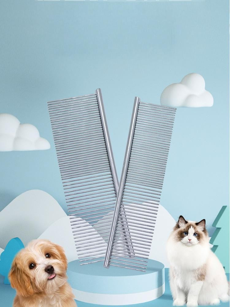Pente Desembaraçador para Pets em Aço Inoxidável - Pente de Tosa para Cães e Gatos, Remove Suavemente Subpelo Solto, Nós, Emaranhados e Fios Embaraçados