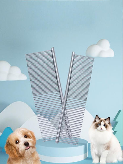 Pente Desembaraçador para Pets em Aço Inoxidável - Pente de Tosa para Cães e Gatos, Remove Suavemente Subpelo Solto, Nós, Emaranhados e Fios Embaraçados