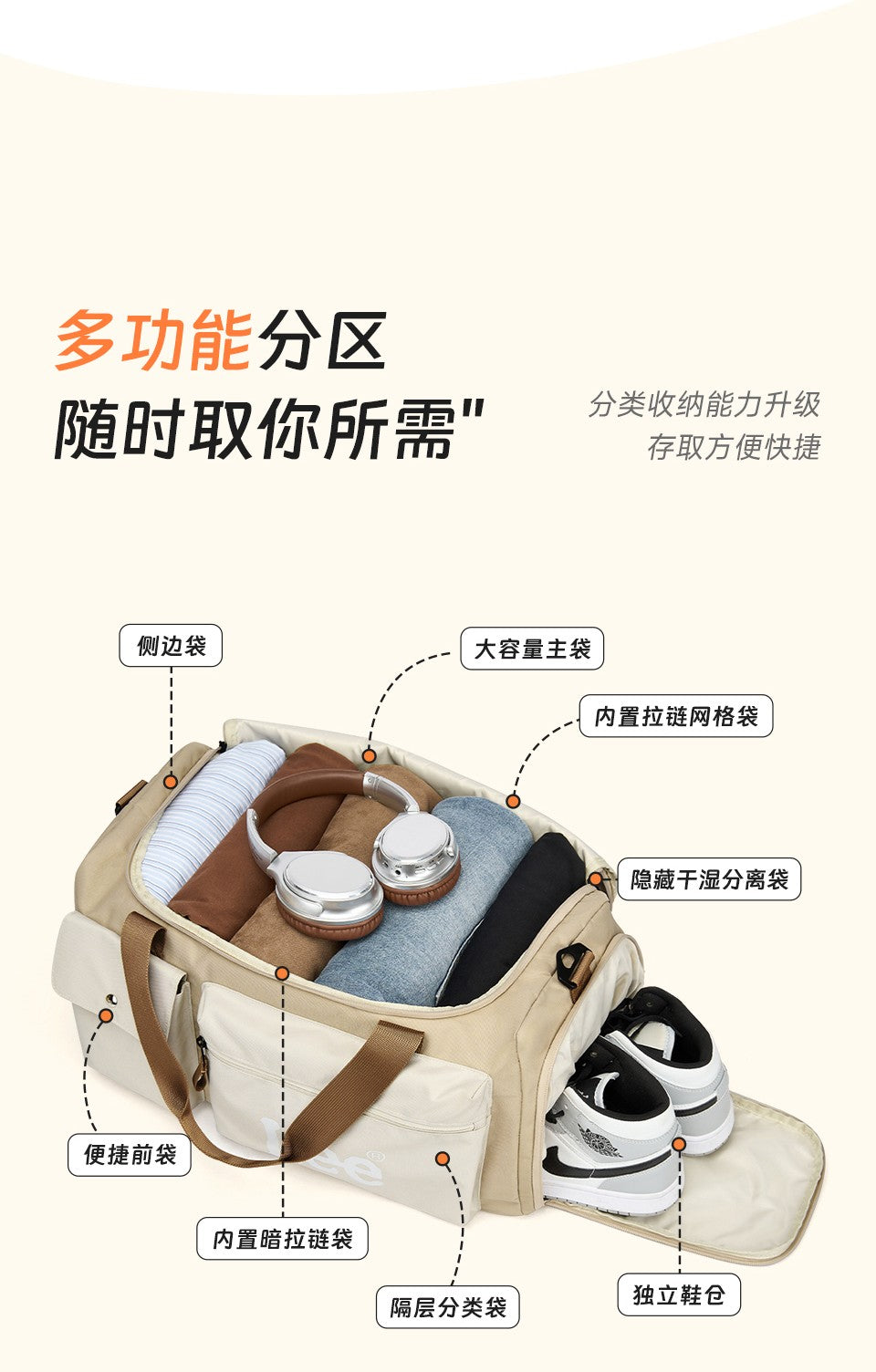 LEE Fashion Women Man Travel Duffel Bag with Shoe Compartment Pocket Large Capacity Waterproof Luggage Weekender Sport Gym Bag