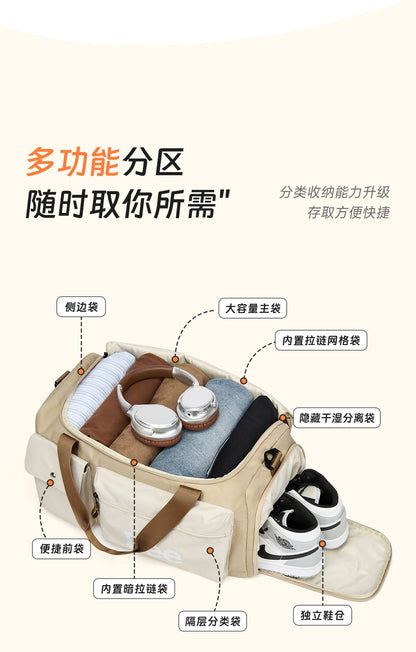LEE Fashion Women Man Travel Duffel Bag with Shoe Compartment Pocket Large Capacity Waterproof Luggage Weekender Sport Gym Bag