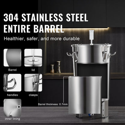 SucceBuy 8 16 GAL Fermentador de Cerveja Brew Bucket Fermentador para Cerveja Suprimentos para Cerveja Artesanal com Base Chaleira Panela Grande