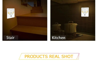 LED Night Light With Motion Sensor Light EU US Plug Socket Lamps Children Night Lights Wireless Wall Bedside Bedroom Night Lamp