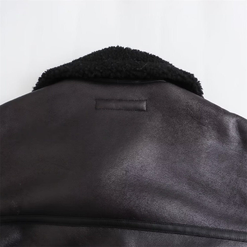 Autumn New Women's European and American Style Loose Fashion with Belt Double sided Collar Jacket Coat