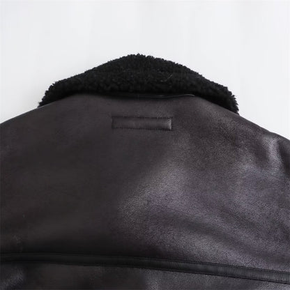 Autumn New Women's European and American Style Loose Fashion with Belt Double sided Collar Jacket Coat