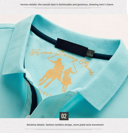 Summer Polo Shirt Men Cotton Casual Embroidery Polo T Shirt Solid Short Sleeve Lapel Button Shirt Business Fashion Designer Male