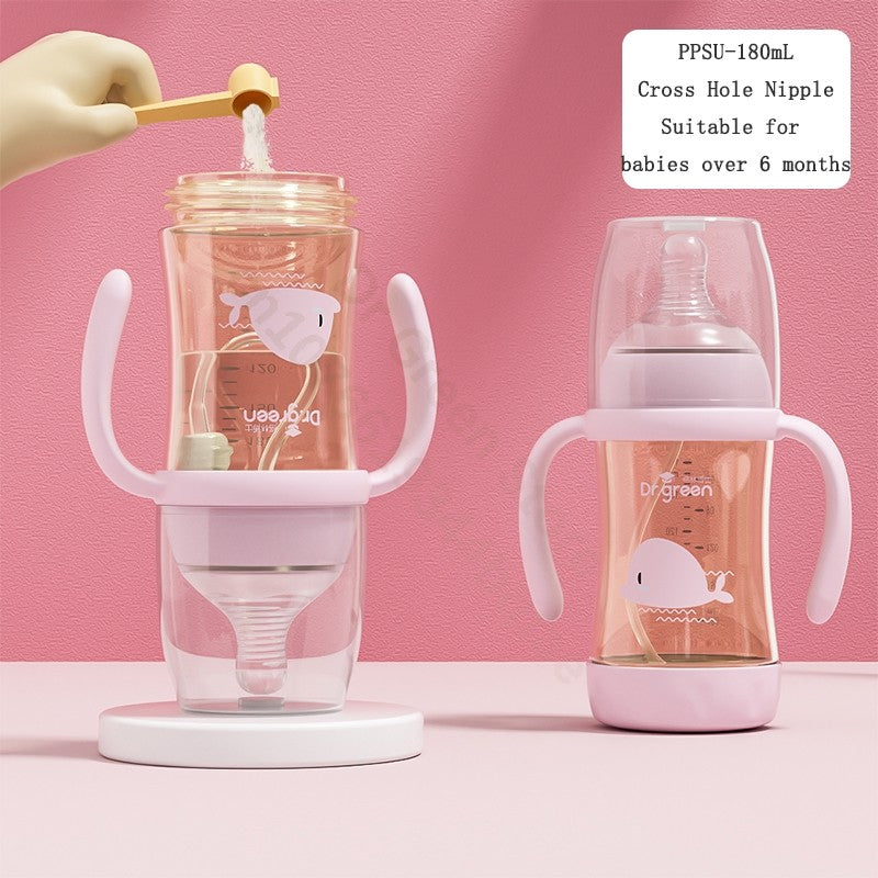 Dr.Green Wide Mouth Newborn baby bottles PPSU Washable Bottles Forward and reverse bi-directional scale inverted milk brewing