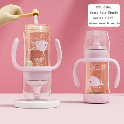 Dr.Green Wide Mouth Newborn baby bottles PPSU Washable Bottles Forward and reverse bi-directional scale inverted milk brewing
