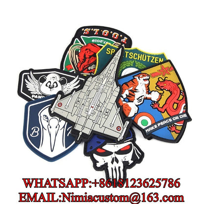 Wholesale Custom PVC Patch 3D Rubber Soft Badges Personalised Logo with Hook&Loop Backing Tactical Patches for Clothing Bags