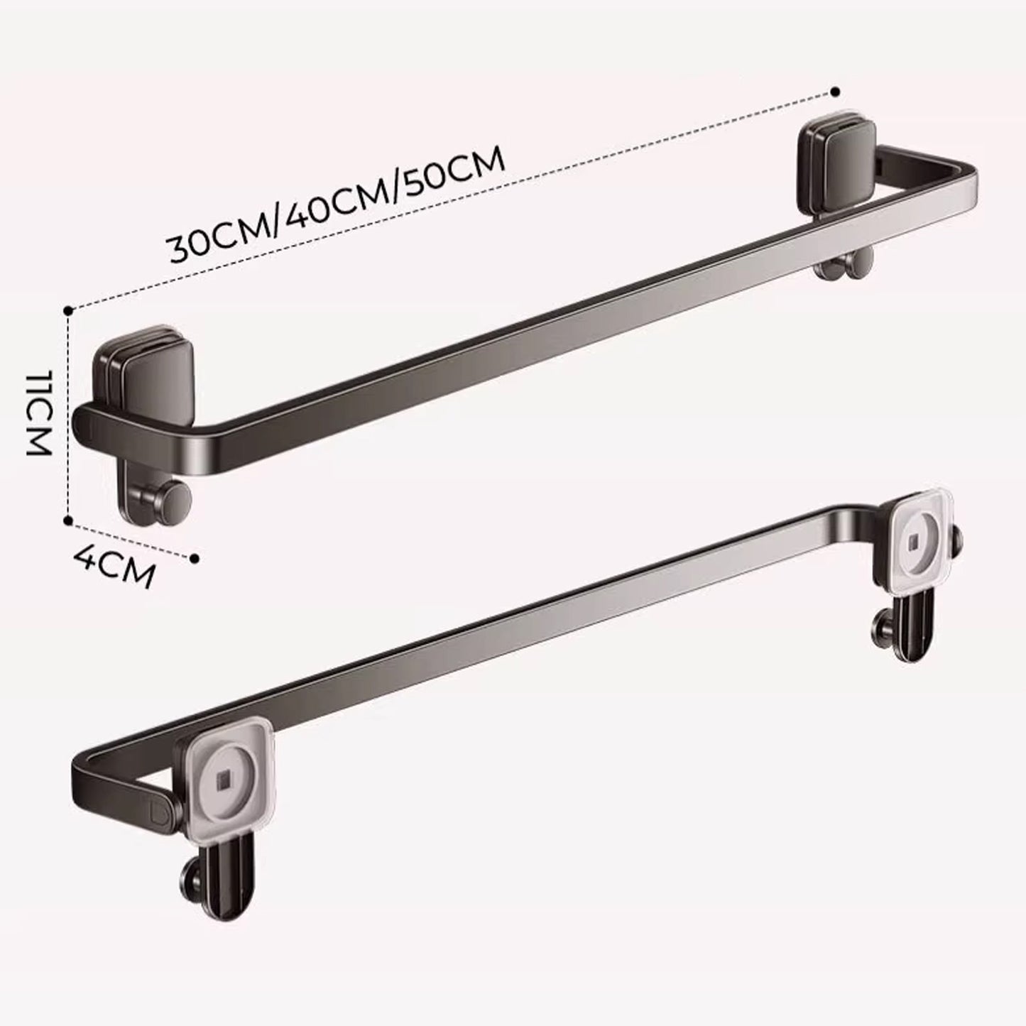 Suction Cup Folding Bathroom Hand Towel Rack Towel Holder Wall Mount No Drill Mount 30/40/50cm Towel Bar Apartment