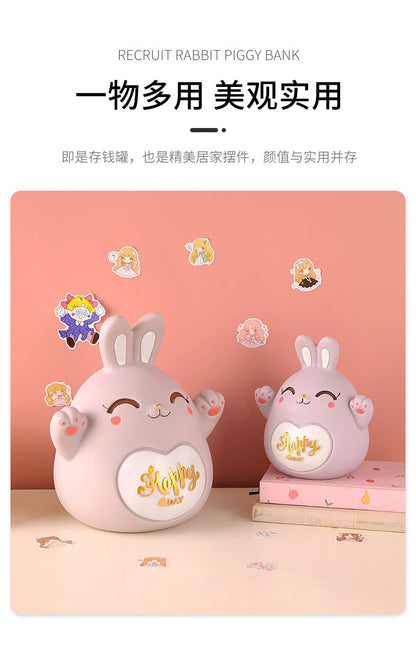 Cartoon Rabbit Piggy Bank Home Living Room Bedroom Ornament Children's Gift Vinyl Anti-fall Piggy Bank Home Accessories