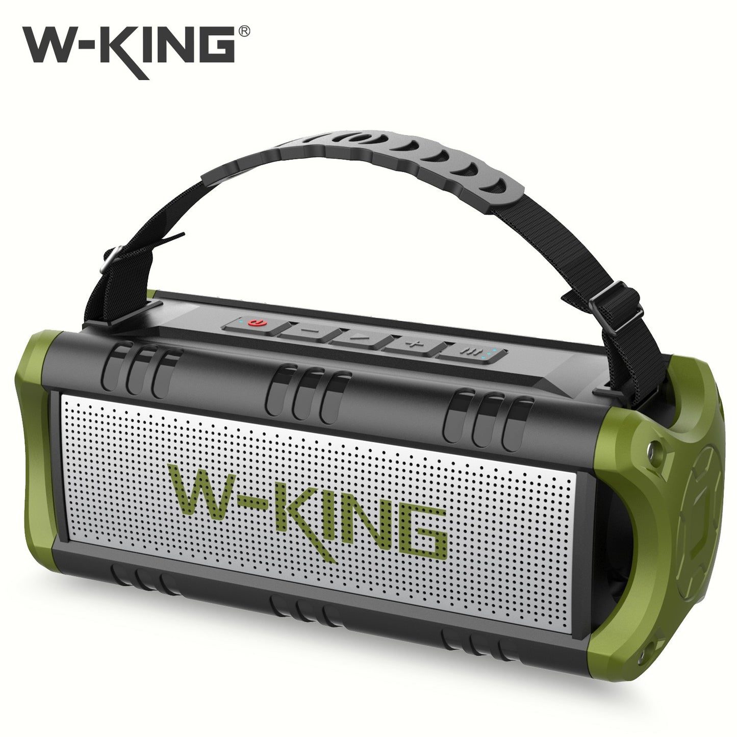 Caixa de Som Bluetooth Portátil W-King D8mini, 30W, Bateria de 5000 mAh, À Prova D'Água, 24 Horas de Bateria, Verde