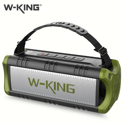 Caixa de Som Bluetooth Portátil W-King D8mini, 30W, Bateria de 5000 mAh, À Prova D'Água, 24 Horas de Bateria, Verde