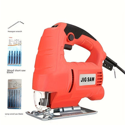 Serra Tico-Tico Elétrica - Serra Tico-Tico de 710W com 6 Velocidades Ajustáveis, Ferramenta Elétrica Multifuncional para Trabalhar Madeira, 110V EUA, Vermelha