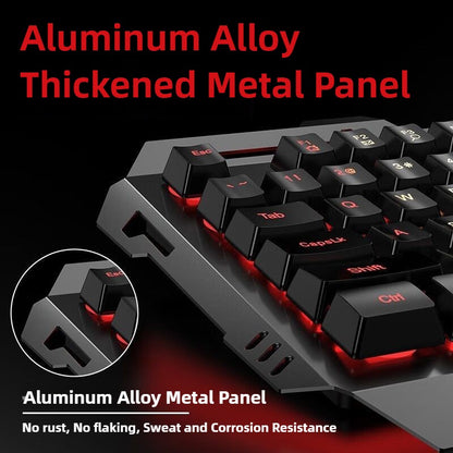 Conjunto de teclado e mouse gamer com fio, retroiluminação colorida, 104 teclas, painel de metal, teclado com sensação mecânica para laptop e desktop