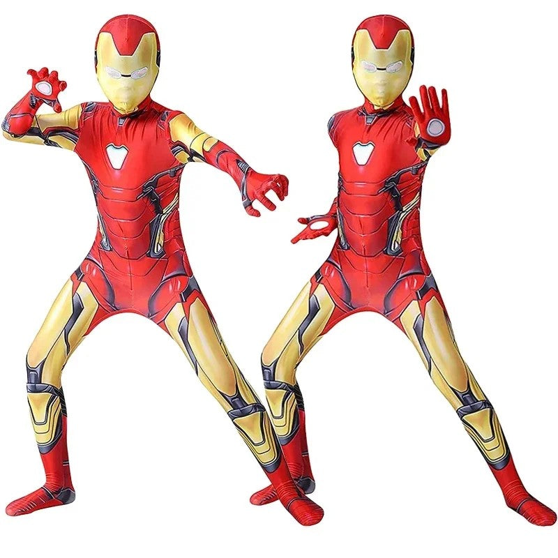 Kids Iron Man Costume Superhero Costume Cosplay Bodysuit Full Sets with Mask Halloween Costume for Kids