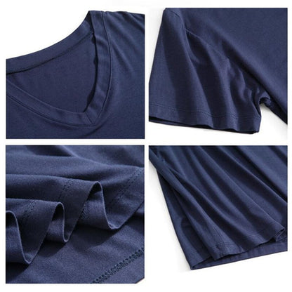 Summer Sleep Tops for Men Viscose Plus Size Pajamas Soft Modal Cotton Man Sleepwear Short Sleeve Sleep Tee Shirt Home Clothes