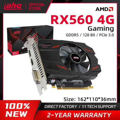 Placa de vídeo AHQ RX560 4GB MiniG - Gaming, Estação de Trabalho, GPU de ventoinha única, tamanho ITX, 100% nova para PC Gamer SFF