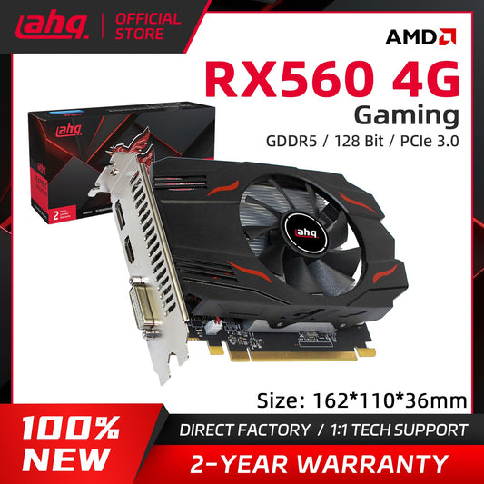 AHQ RX560 4GB MiniG Graphics Card - Gaming, Work Station, Single Fan GPU, ITX Size, 100% New for SFF Gaming PC