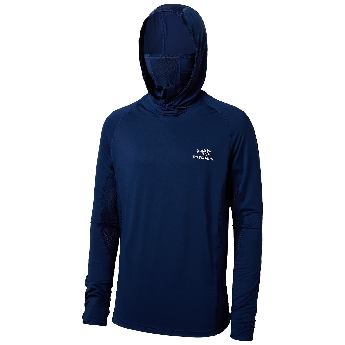 Camisa de Pesca Masculina Bassdash UPF 50+ de Manga Longa com Máscara e Capuz Protetor de Pescoço UV para Manter a Cabeça e o Rosto Aquecidos em Atividades ao Ar Livre, Caminhada e Corrida