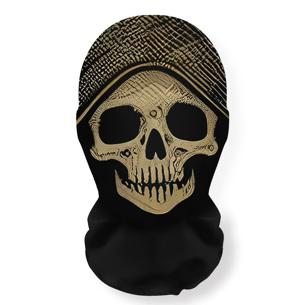 Halloween Skeleton Mask Elastic Mesh Hood Scary Party Cosplay Prop Breathable Face Cover Hood