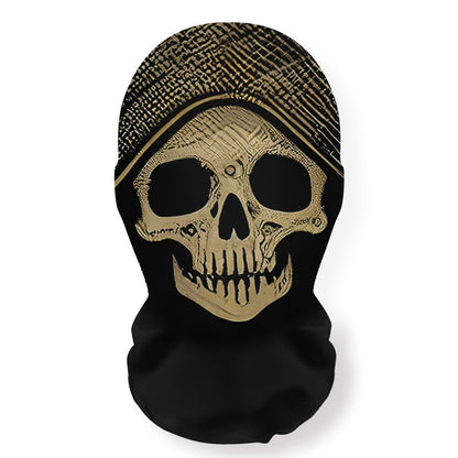 Halloween Skeleton Mask Elastic Mesh Hood Scary Party Cosplay Prop Breathable Face Cover Hood