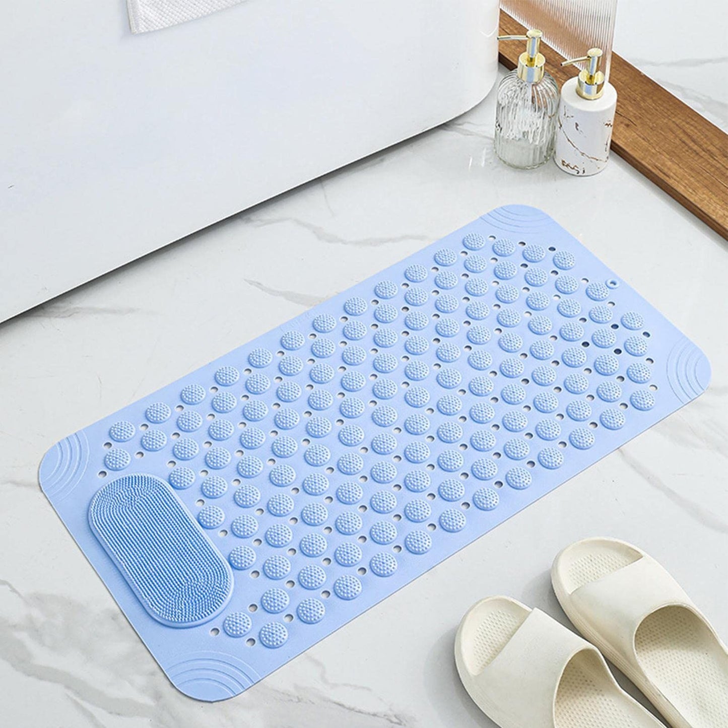 Anti-slip Shower Stall Mat Shower Room Mats with Suction Cup Non-slip Bath Rug Foot Massage Shower Carpet for Home Bathroom