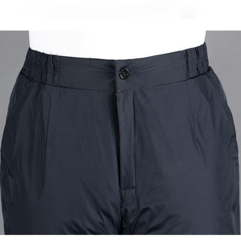 Calça Masculina Grossa de Inverno Corta-vento Quente Reta Acolchoada Algodão Elástico Forrada de Lã para Uso Externo