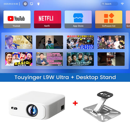 Projetor Android Touyinger L9W Ultra 4K Mini Projetores Full HD Cinema Vídeo Projetor LED Home Theater Beamer Tela Bluetooth