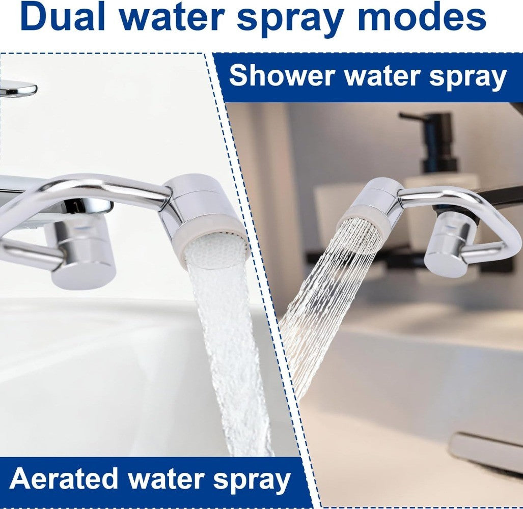 Extensor de Torneira de Cozinha Giratório 1080° com Spray, Aço Inoxidável, À Prova de Respingos, 2 Modos, Bico Arejador para Torneira de Pia