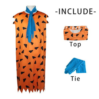 Modern Primitive Adult Fred Wilma Barney Betty Cosplay Costumes Top Dress Accessories Performance Halloween Carnival Outfits