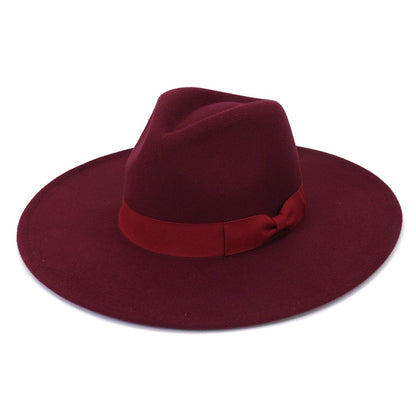 Big Wide Brim Women Hats 2021 Winter Autumn Ladies Elegant Retro Felt Fedora Hat Wedding Church Dress Formal Hat