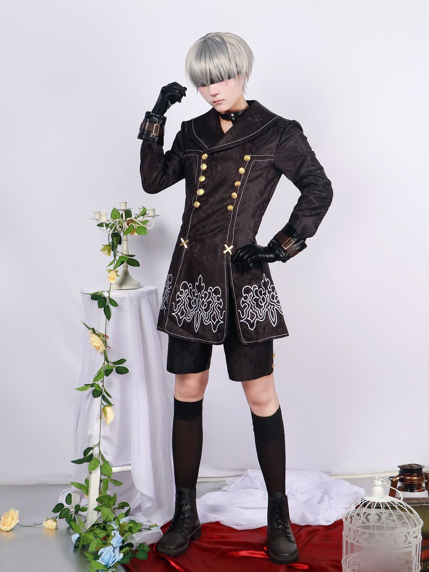 Anime Nier Automata Cosplay 9S Yorha 2B Cosplay Suit Male Women Outfit Wig Disguise Costume Plus Size Fancy Party Black Dress