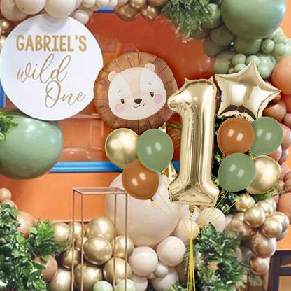 11pcs Cartoon Jungle Safari Animal Head Balloon Lion for Birthday Party Decor 40inch Platinum Digit Jungle Party Decoration Gift