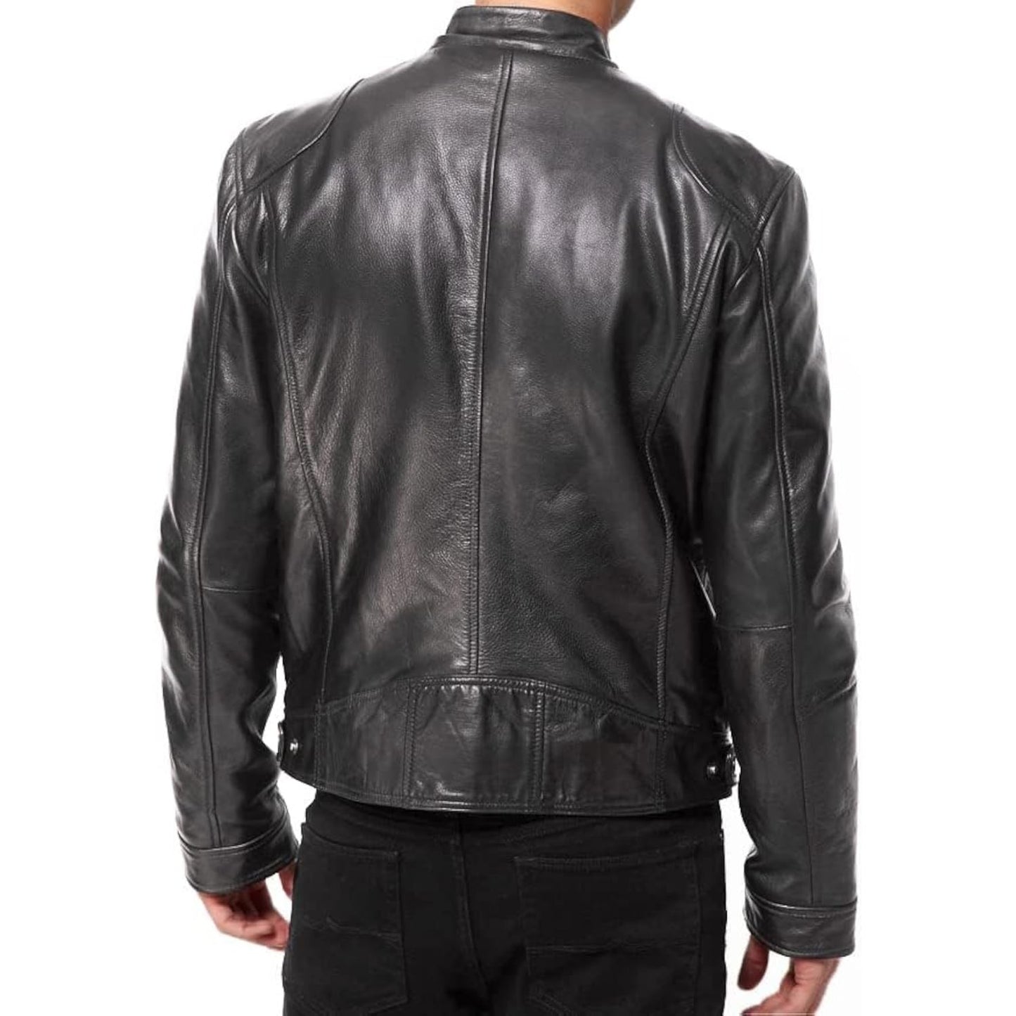 Men's Retro True Brown Motorcycle Jacket New High Quality Men's Casual Coat Men's Black Genuine Lambskin Leather Biker Jacket