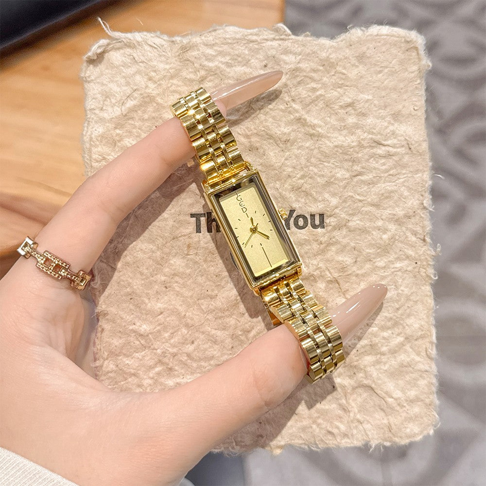 GEDI Square Watch Stainless Steel Gold Vintage Watches for Woman Luxury Elegant Waterproof Quartz Wristwatch Gifts Girlfriend