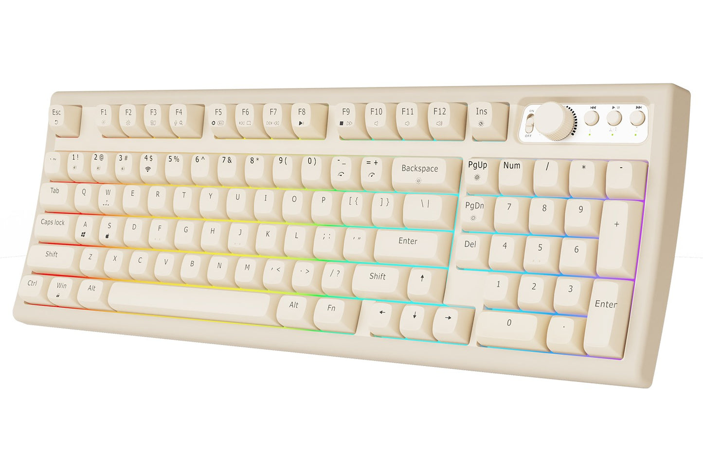Teclado EWEADN V97 Cute Creamy, Teclado Gamer Sem Fio Bluetooth/2.4GHz com Retroiluminação RGB, Recarregável, Silencioso, para PC Gamer