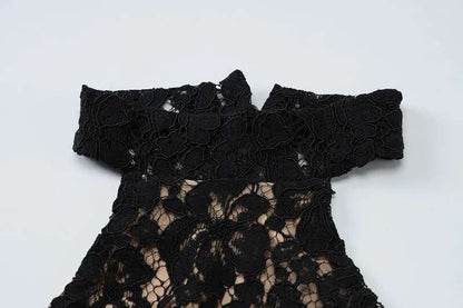 Mozision Lace Halter Backless Sexy Maxi Dress For Women Black Off-shoulder Strap